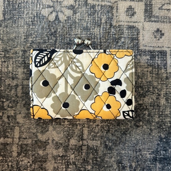 Vera Bradley Yellow and Black Floral Quilted Wallet - Picture 2 of 4